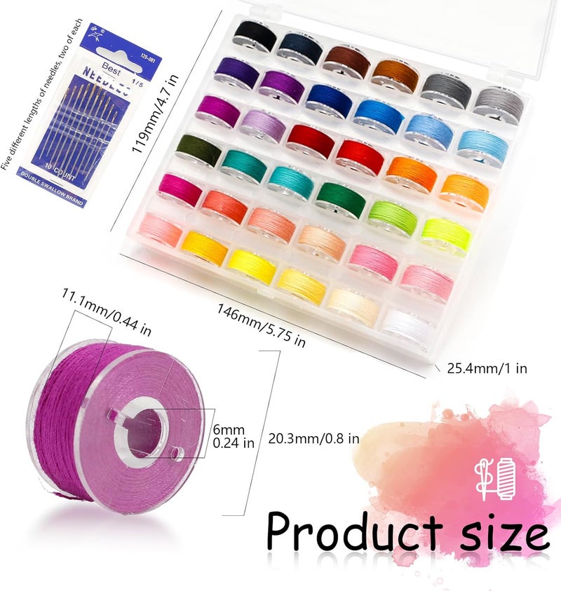 AILUHONG 72Pcs Sewing Thread kit, 36 Assorted Colors Machine Threads with Spools, 36 Same Color Prewound Bobbins Threads Set, Polyester Thread for Hand and Sewing Machine - Image 3